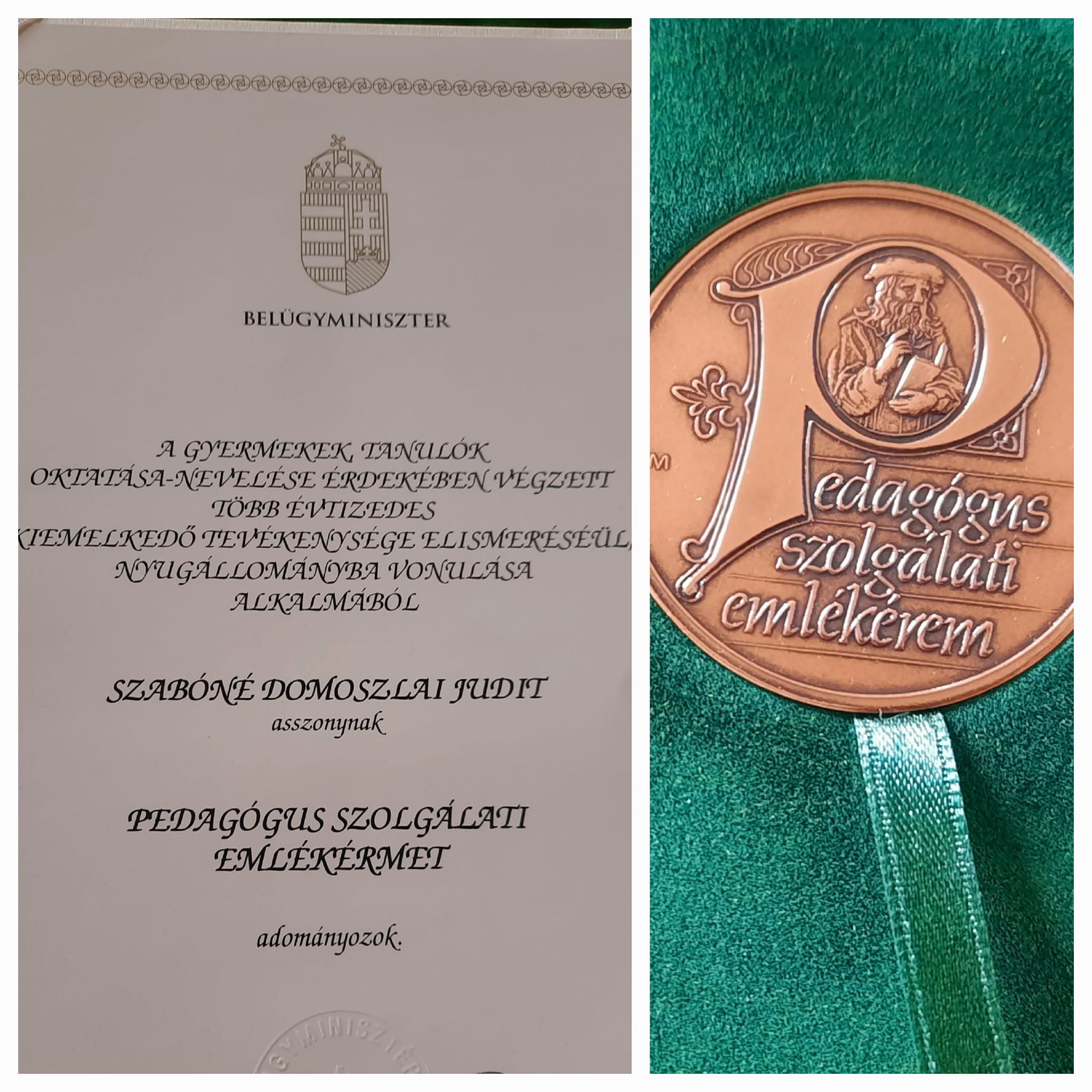PEDAGÓGUS SZOLGÁLATI EMLÉKÉREM
