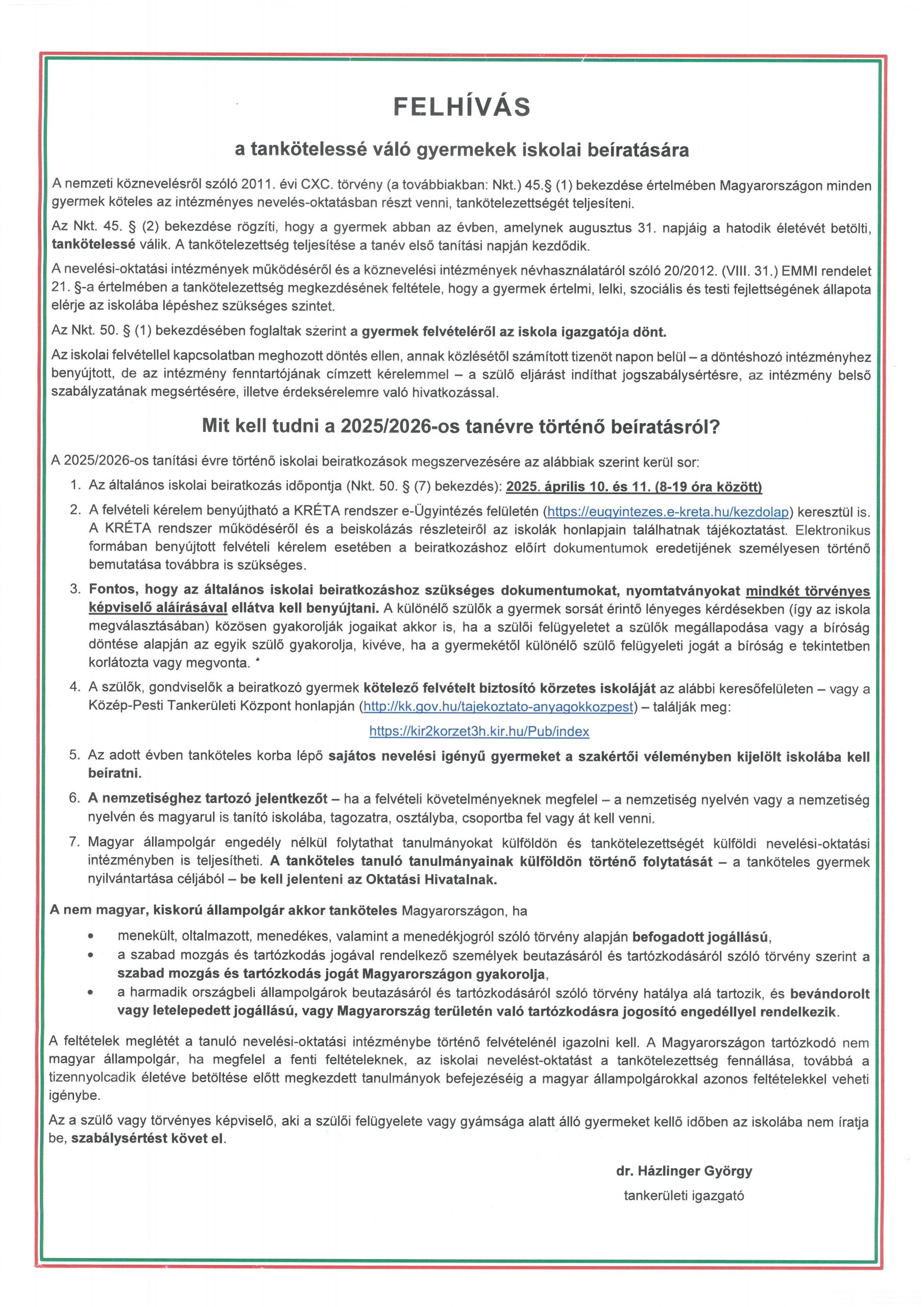 Elsősbeiratkozás20242025